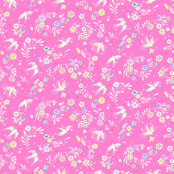 Songbird - Birds Pink - Cotton Fabric