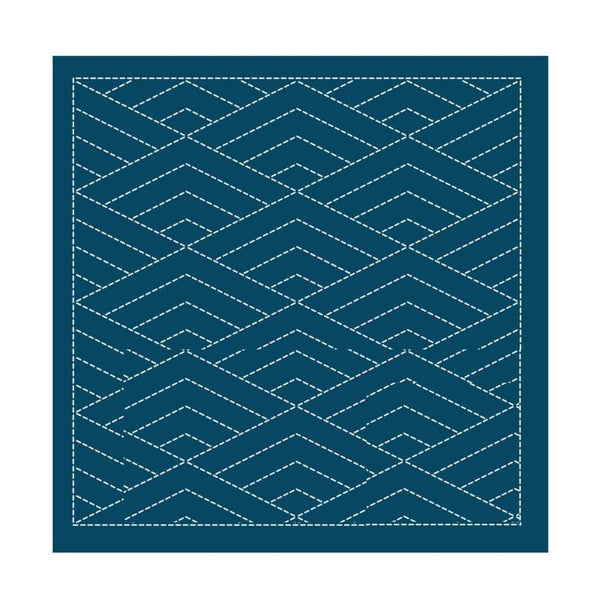 Sashiko Sampler Traditional Design - Hishi-seikaiha - Navy