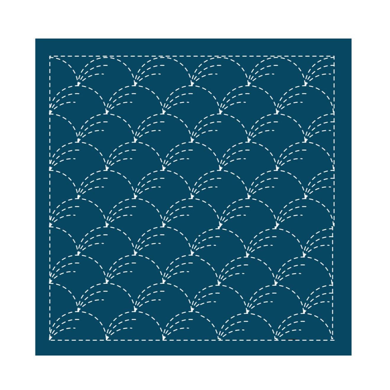 Sashiko Sampler Traditional Design - Nowaki - Navy