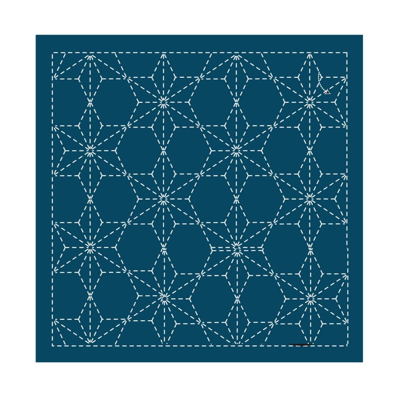 Sashiko Sampler Traditional Design - Tobi-asa-no-ha - Navy