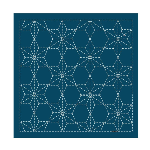 Sashiko Sampler Traditional Design - Tobi-asa-no-ha - Navy