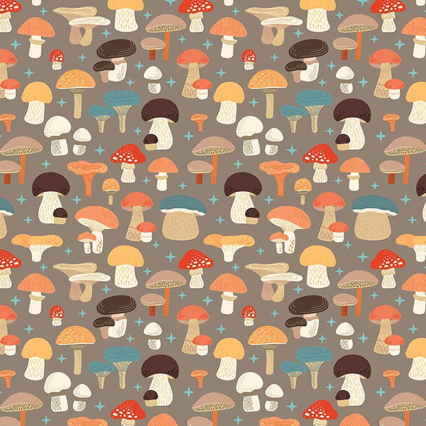 Secret Garden - Mushrooms Chestnut - Cotton Fabric
