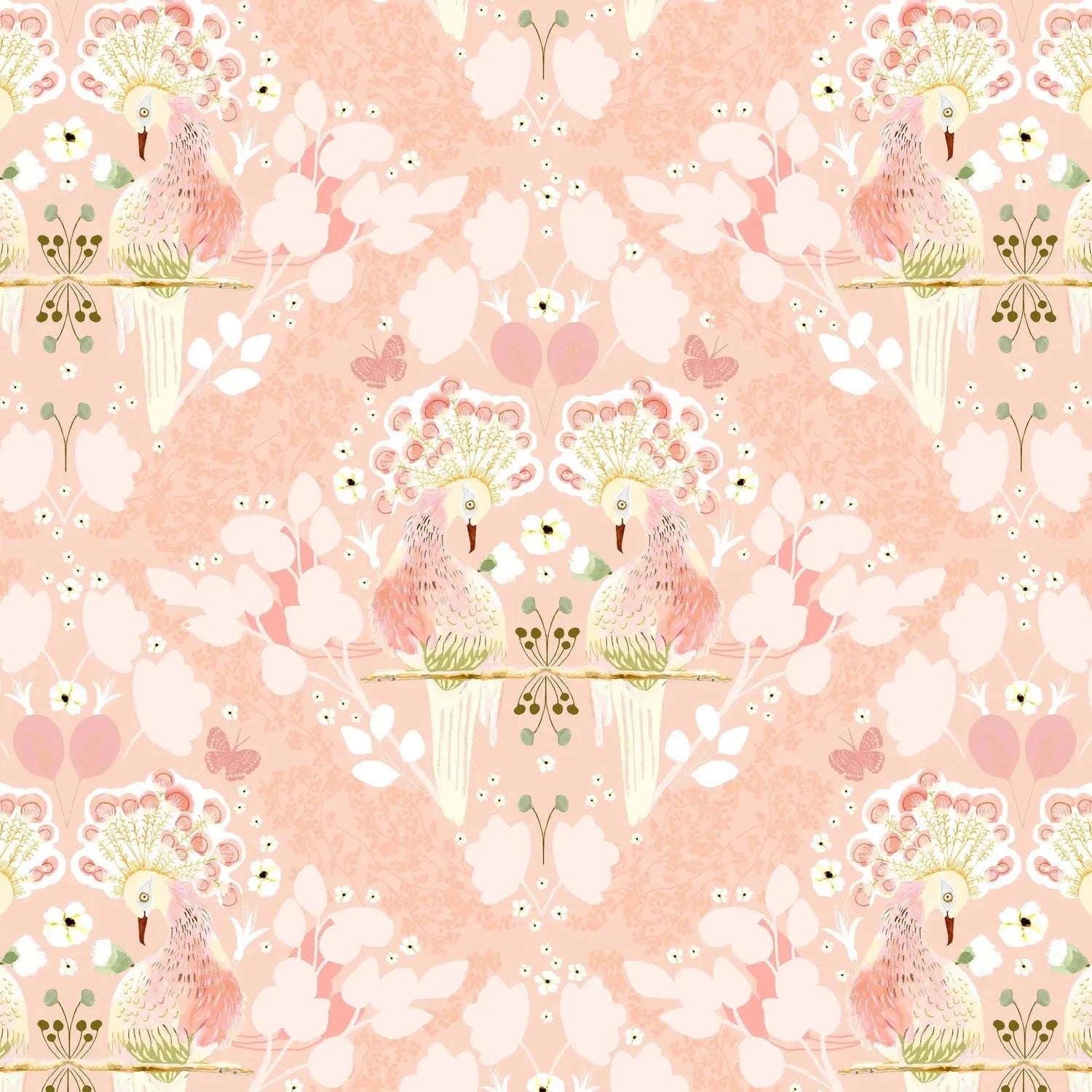 Serenity Blooms - First Kiss Peach - Cotton Fabric