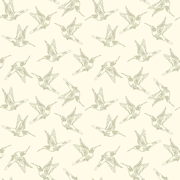 Serenity Blooms - Hummingbird Dance Cream - Cotton Fabric