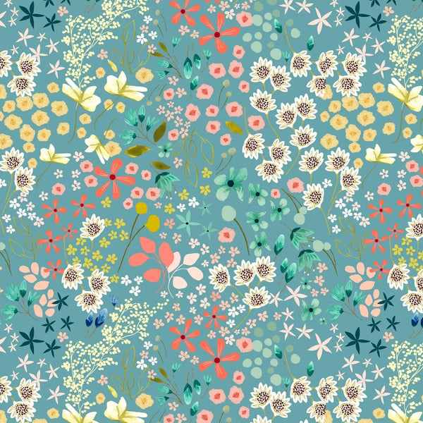 Serenity Blooms - Meadow Dream Blue - Cotton Fabric