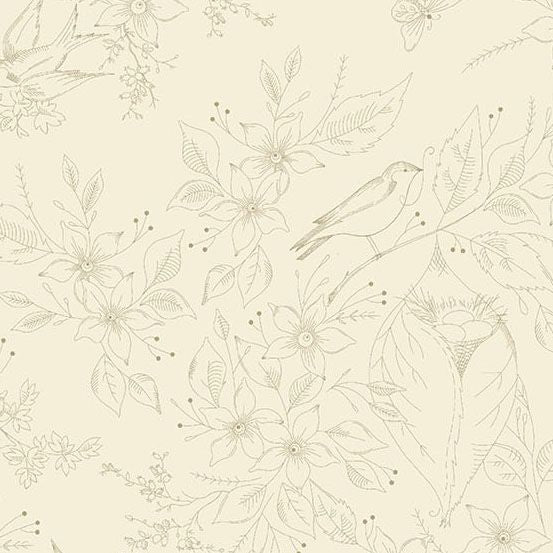 Sewing Bird - Sewing Bird Sand - Cotton Fabric
