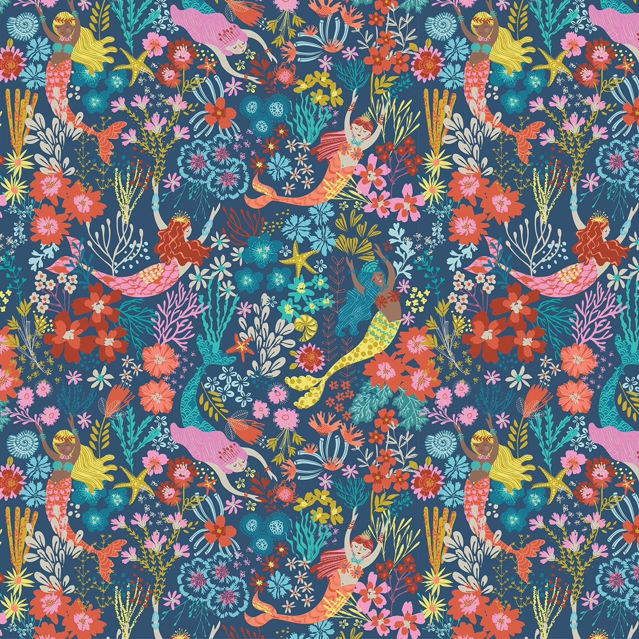 Siren Seas - Coral Queens - Cotton Fabric