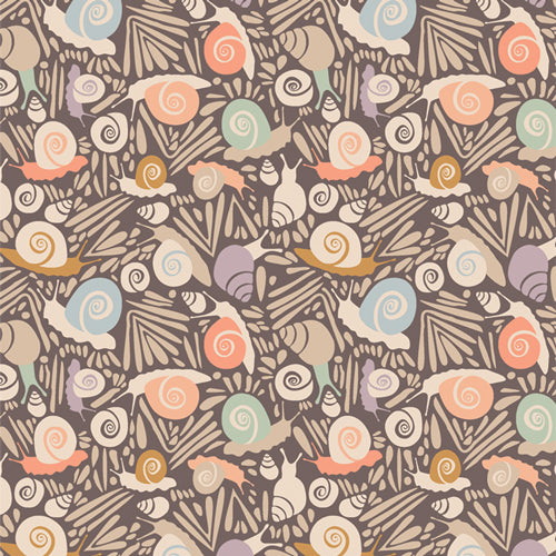 Slow Summer - Snails Driftwood - Cotton Fabric