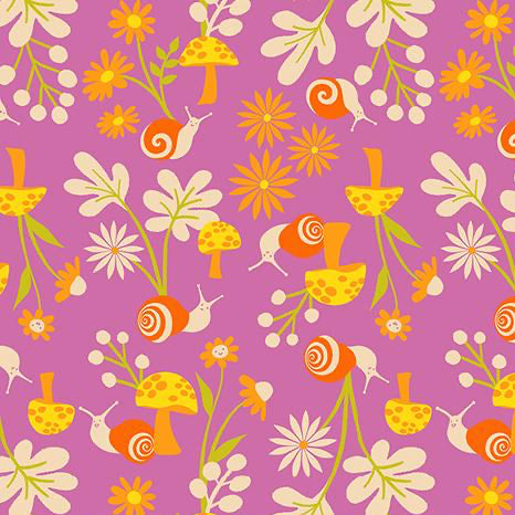 Animal Animal by Ruby Star - Heliotrope Snail Garden - Cotton Fabric