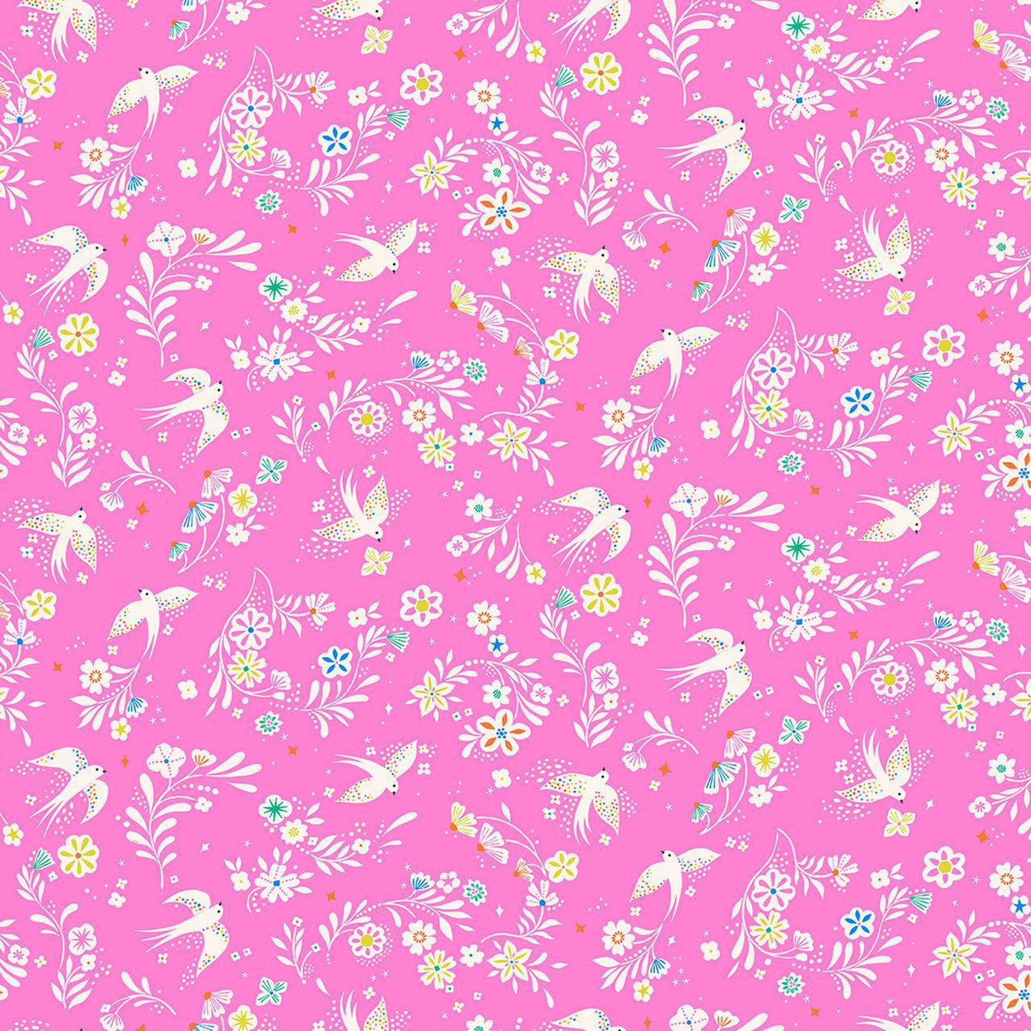 Songbird - Birds Pink - Cotton Fabric