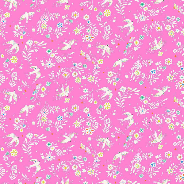 Songbird - Birds Pink - Cotton Fabric