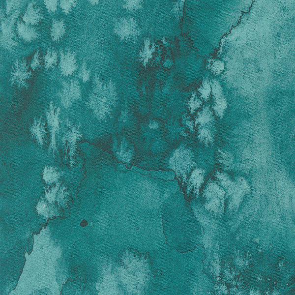 Soulstice - Flow watercolour Turquoise - Cotton Fabric