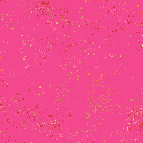 Pink fabric with gold glitter dots 