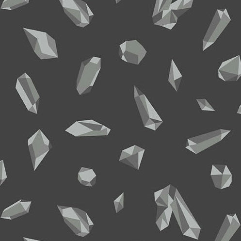 Pattern of gray geometric shapes on a black background