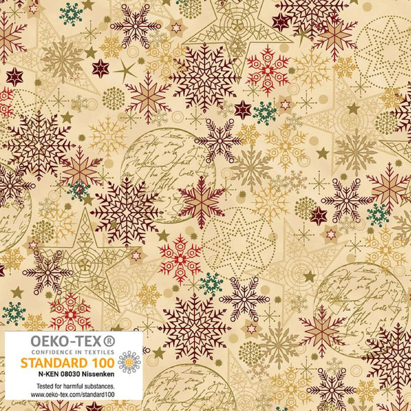 We Love Christmas - Gold Decorations - Cotton Fabric