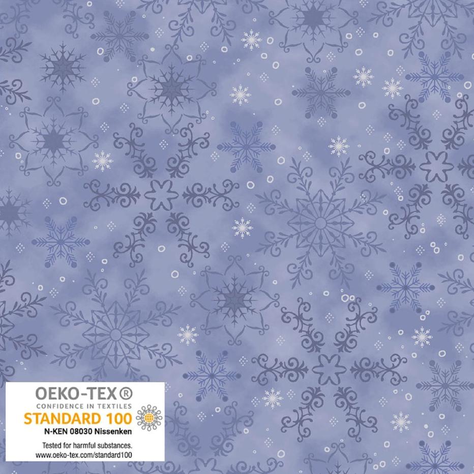 We Love Christmas - Blue Snowflakes - Cotton Fabric