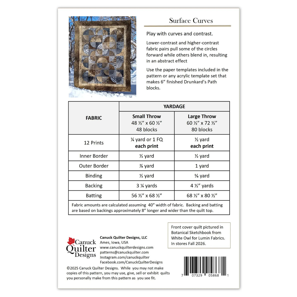 Surface Curves Quilt Pattern