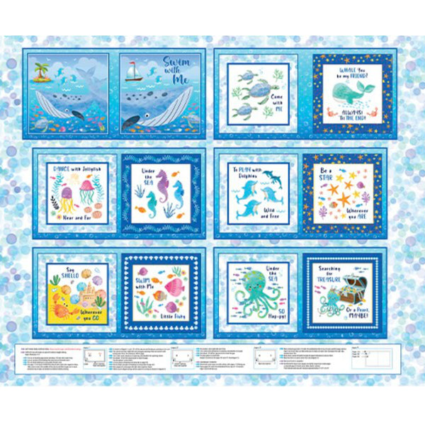 Swim With Me - Fabric Book - Cotton Panel