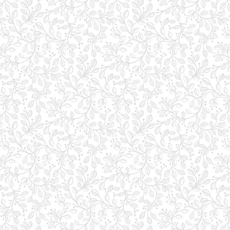 White floral pattern on a white background