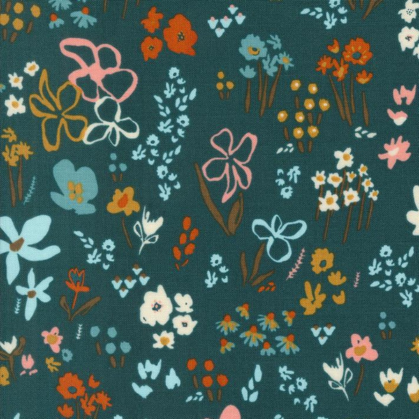 Things Above by Fancy That - Scattered Seeds Deep Sea - Cotton Fabric