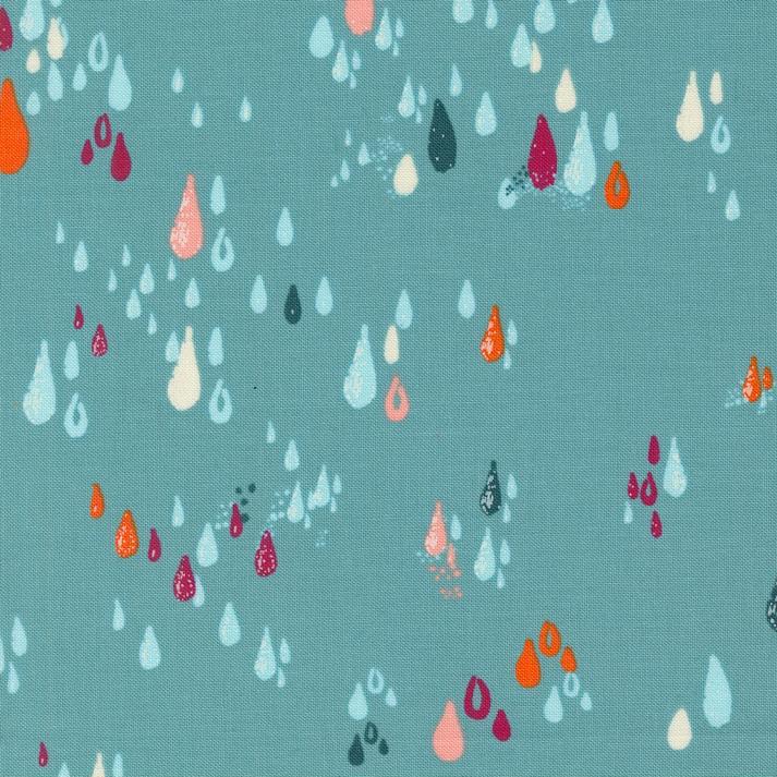 Things Above by Fancy That - Raindrops Teal - Cotton Fabric