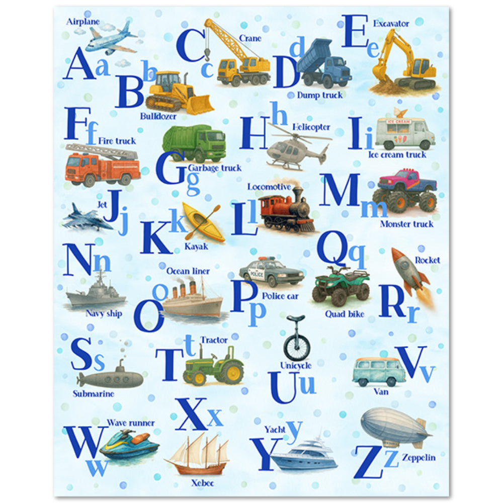Things That Go from A to Z - Cotton Fabric Panel