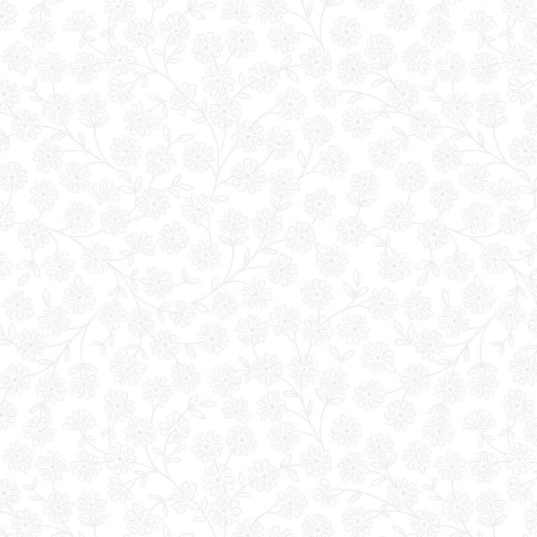 Tiny Tonals - Daisy Chain White on White - Cotton