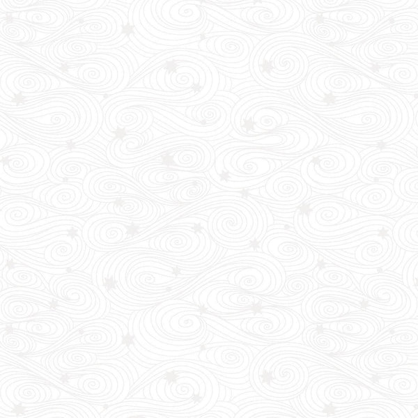 Tiny Tonals - Starry Swirls White on White - Cotton