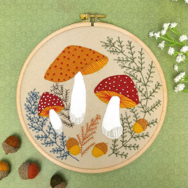 Toadstool Wool Appliqué Hoop Craft Kit