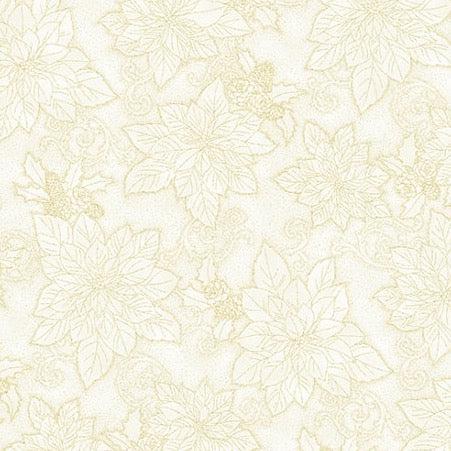 Christmas Splendor - Golden Leaves - Cotton Fabric