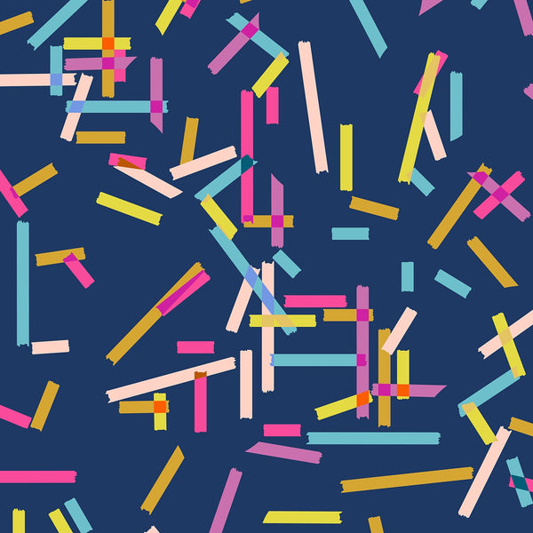 Colorful geometric pattern on a blue background