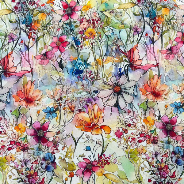 Linen Rayon - Watercolour Field