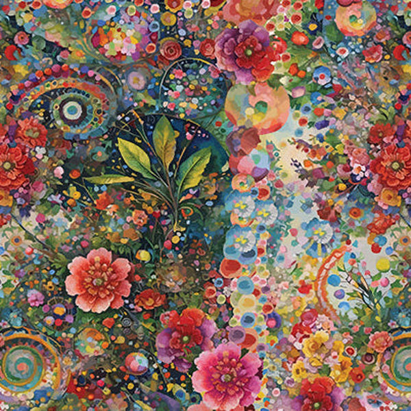 Whimsical Flower Garden - Hoffman Digital - Cotton Fabric