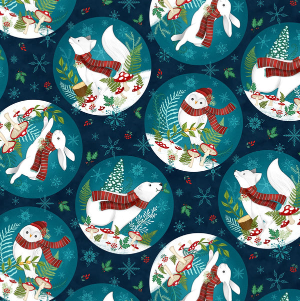 Woodland Wishes - Big Circles Navy - Cotton Fabric