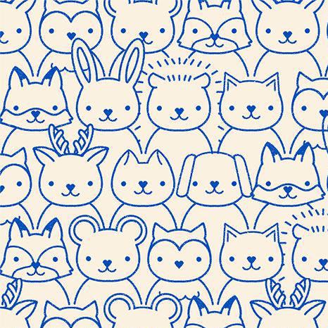 Woodland Park by Ruby Star - Blue Animals - Cotton Fabric