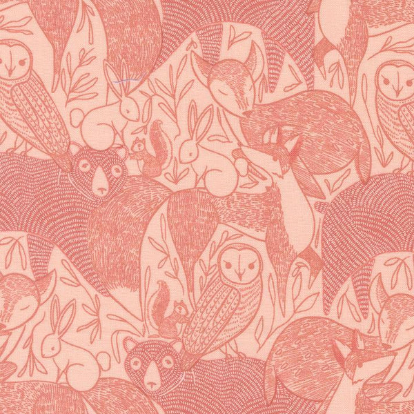 Woodland Wonder by Gingiber - Animals Blush - Cotton Fabric