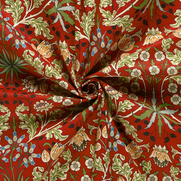 Cotton Canvas - Red Stylized Floral