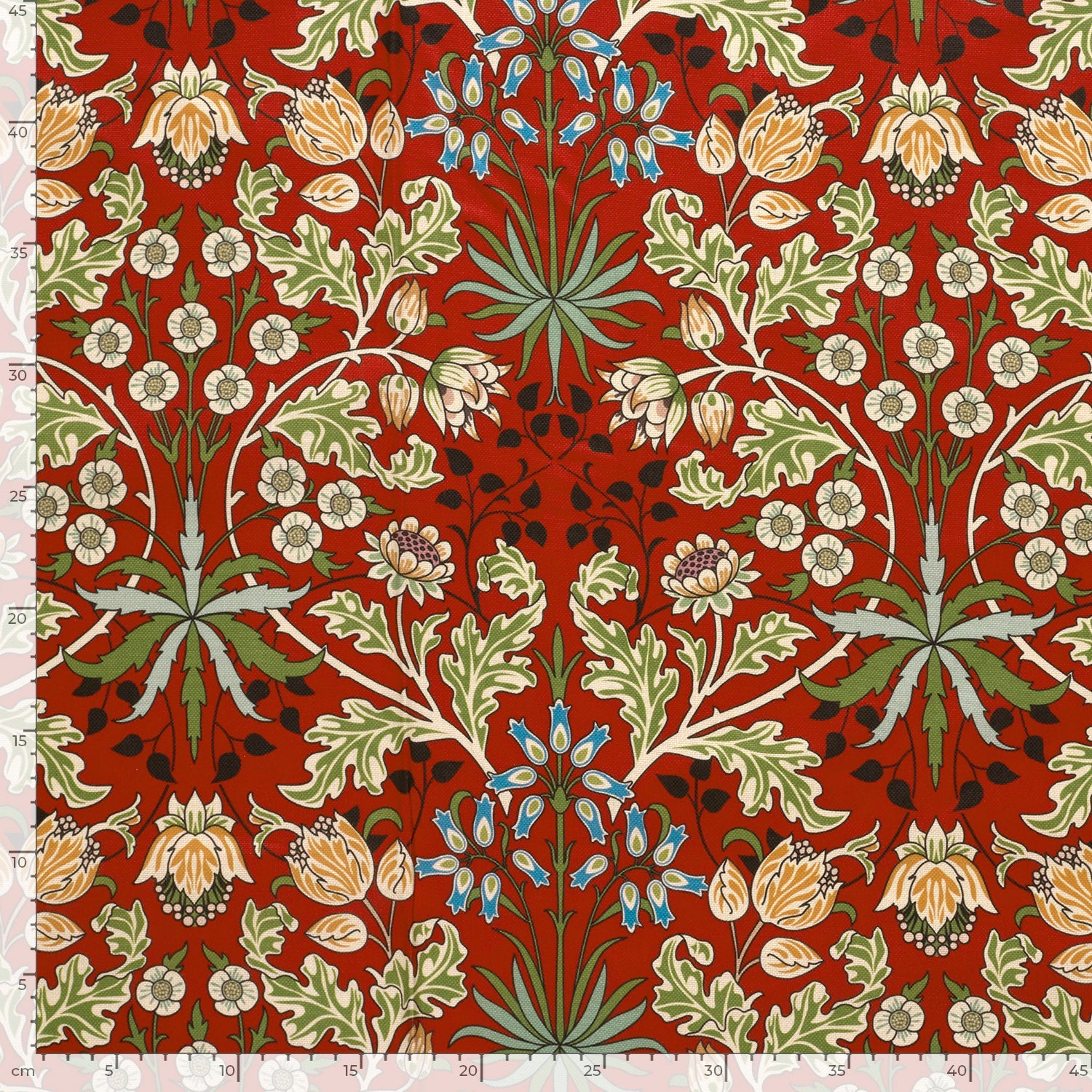 Cotton Canvas - Red Stylized Floral