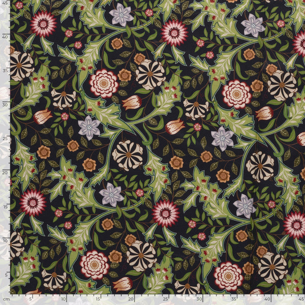 Cotton Canvas - Green Flowers