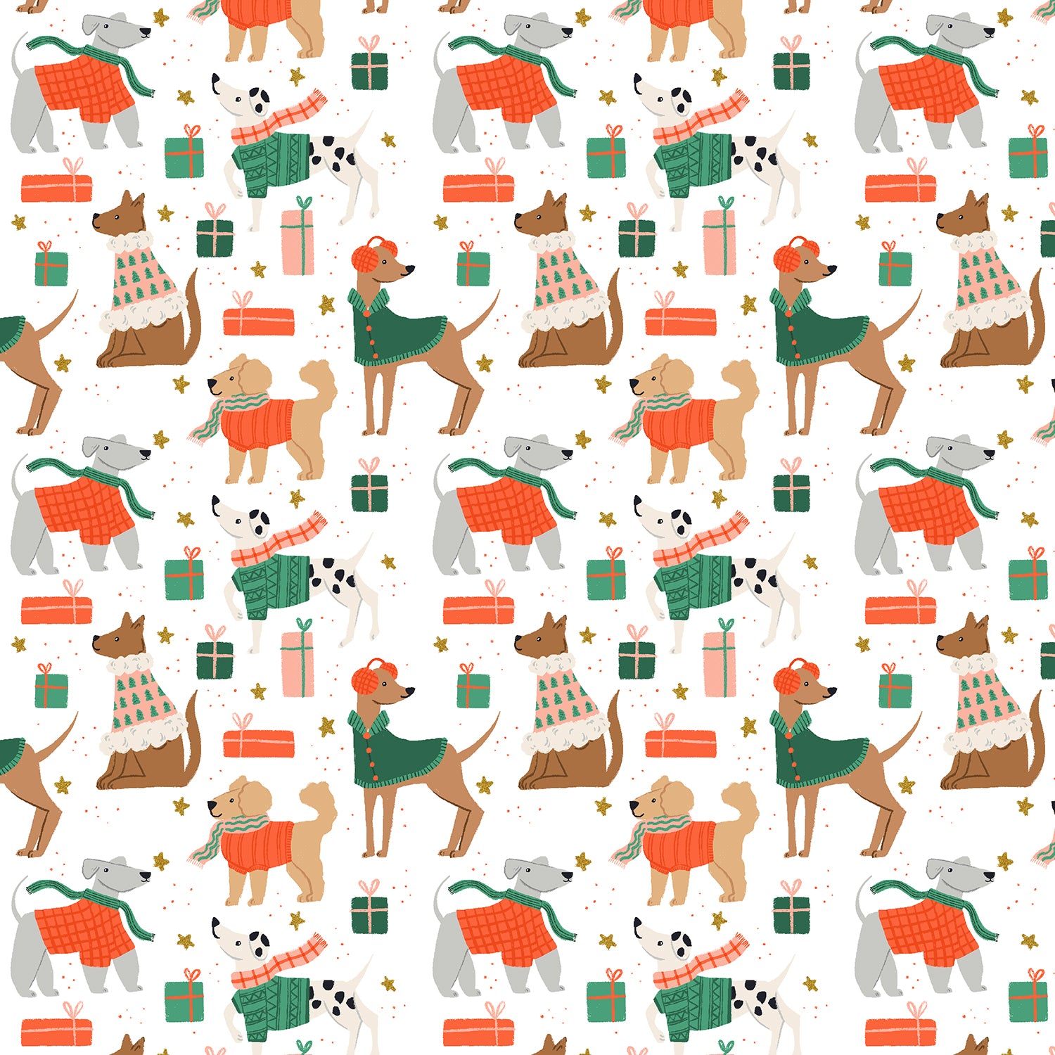 Merry Pawmas - Dapper Dogs - Cotton Fabric