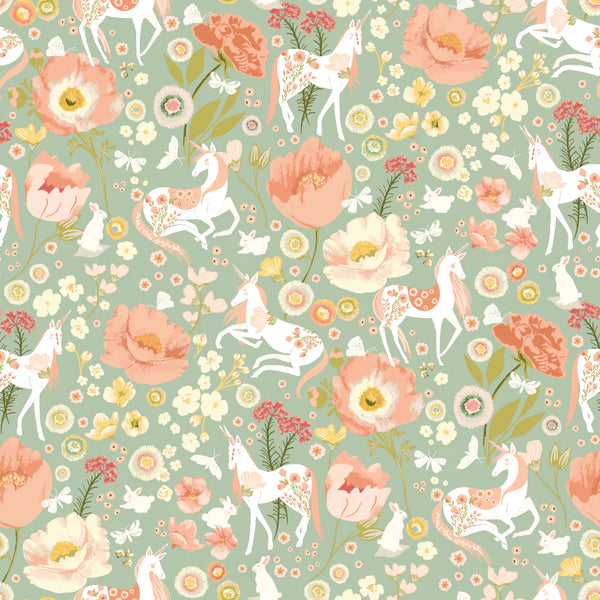 Unicorn Dreams - Dreamland Mint - Cotton Fabric