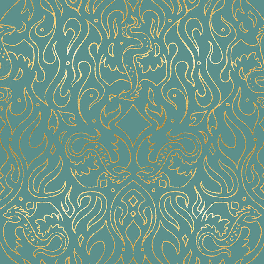 Fireglow by Ruby Star - Scribe Watercress - Cotton Fabric