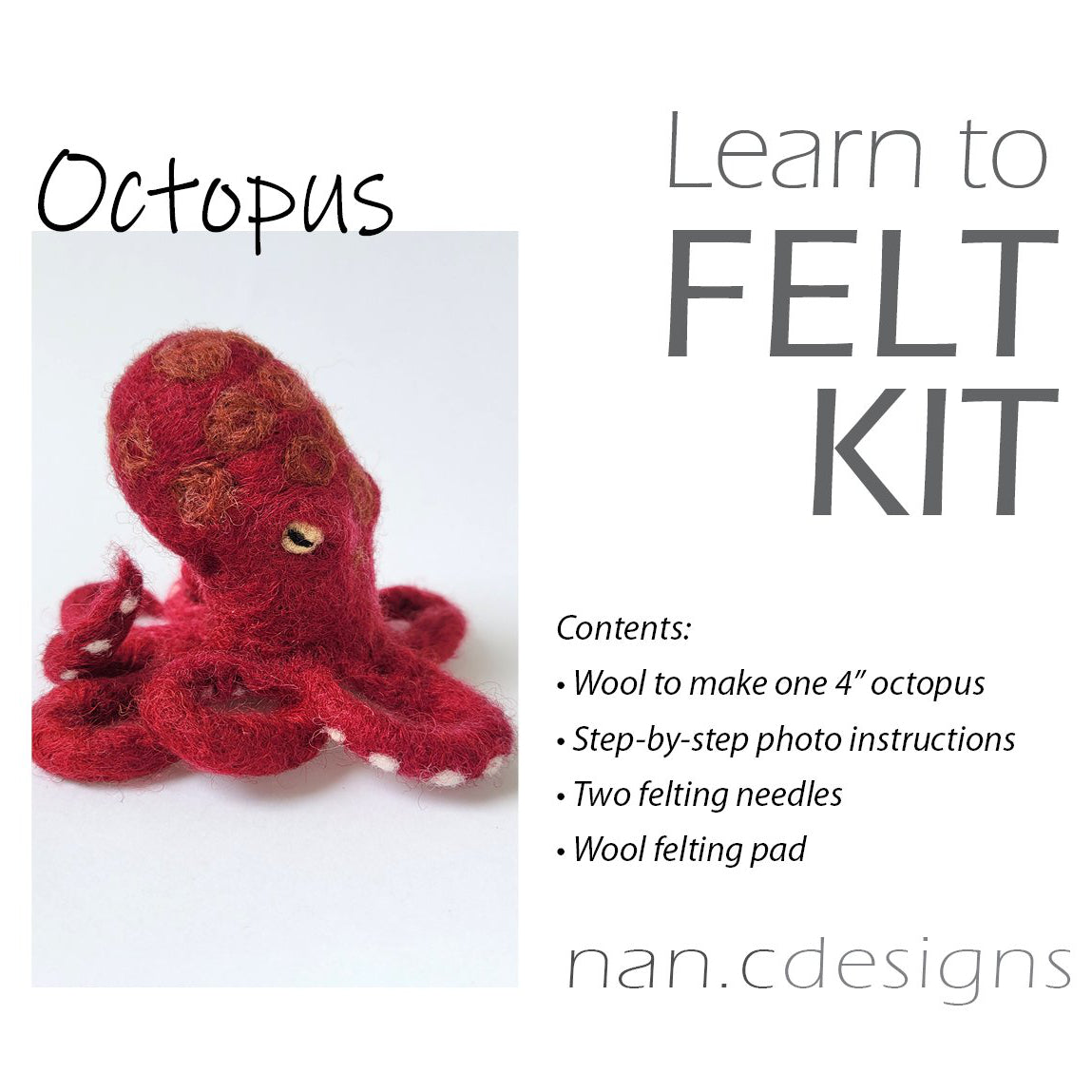 Octopus Needle Felting Kit