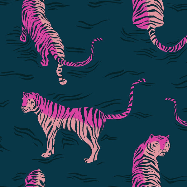 Poolside Too by Ruby Star - Tigers Dark Teal - Rayon Fabric