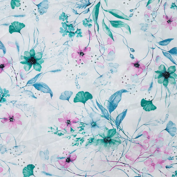 Embroidered Eyelet Cotton - Spring Flowers