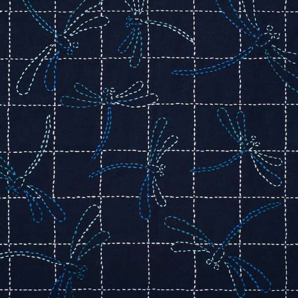 Sashiko Sampler Traditional Design - Dragonfly - Navy