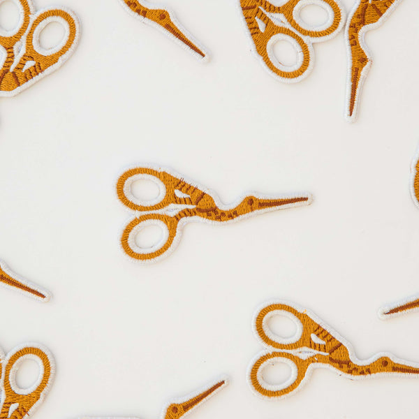 Stork Scissors Iron-On Patch