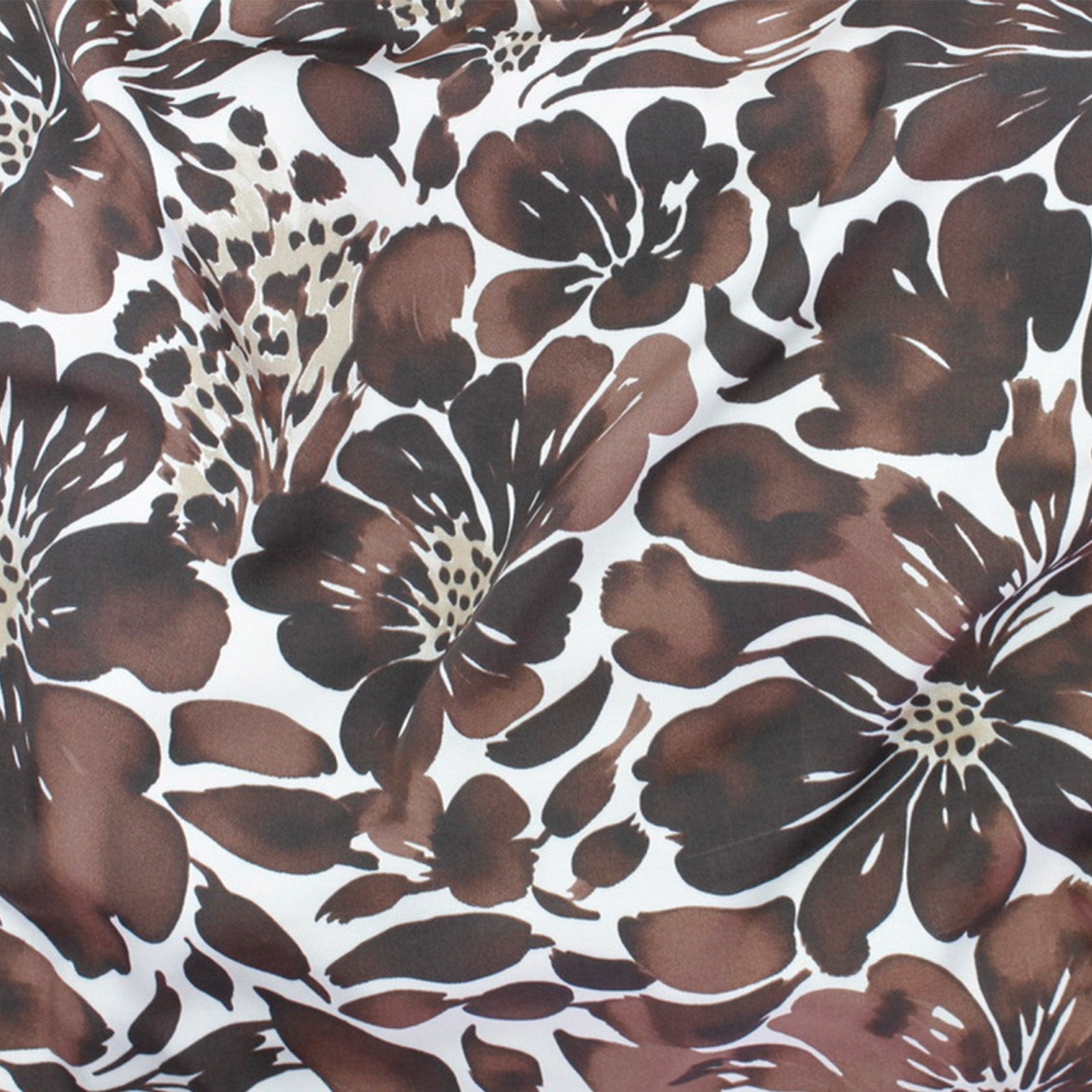 Floral pattern with brown flowers on a white background