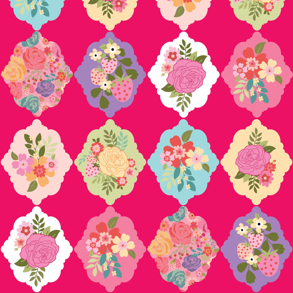 Calico Cowgirls by Poppie Cotton - Wallpaper Roses Pink - Cotton Fabric