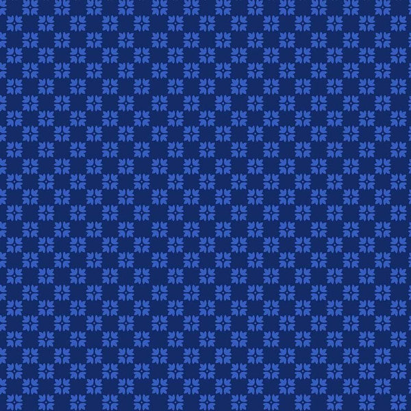 Hampton Court - Petals Navy - Cotton